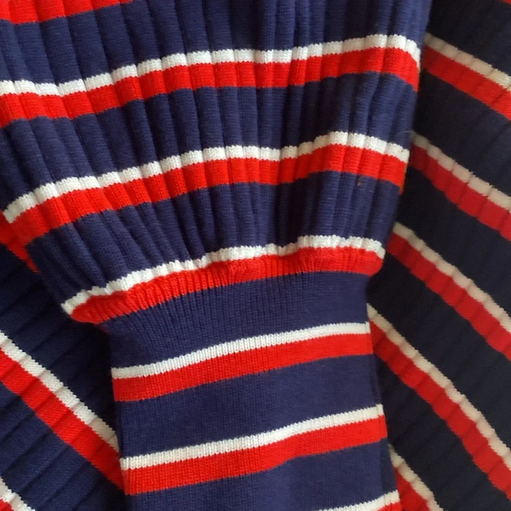 Lini Marla Striped Juliet Sleeve Esther Sweater Top Blue Red Stripe Med like new - Picture 9 of 14